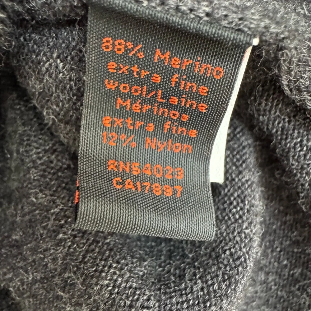 Banana Republic Merino Wool Sweater EUC Gray Crewneck Orange Stripe